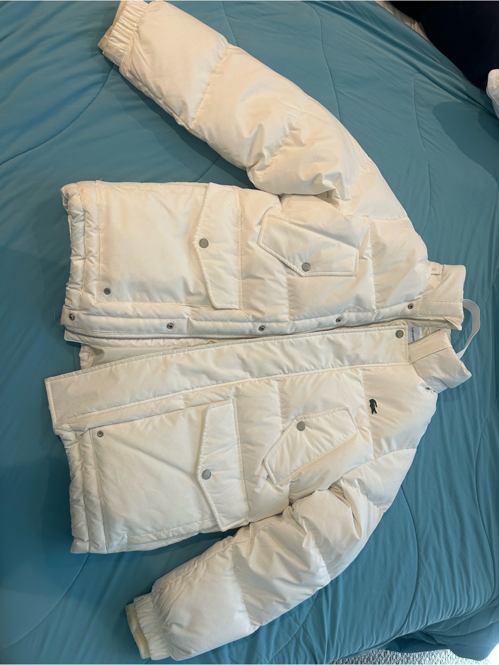 Lacoste White Quilted Puffer Jacket